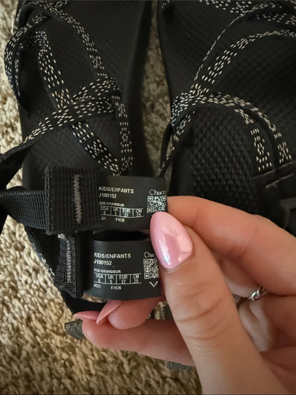 Chaco Big Kids Black Patterned Strap Sandal